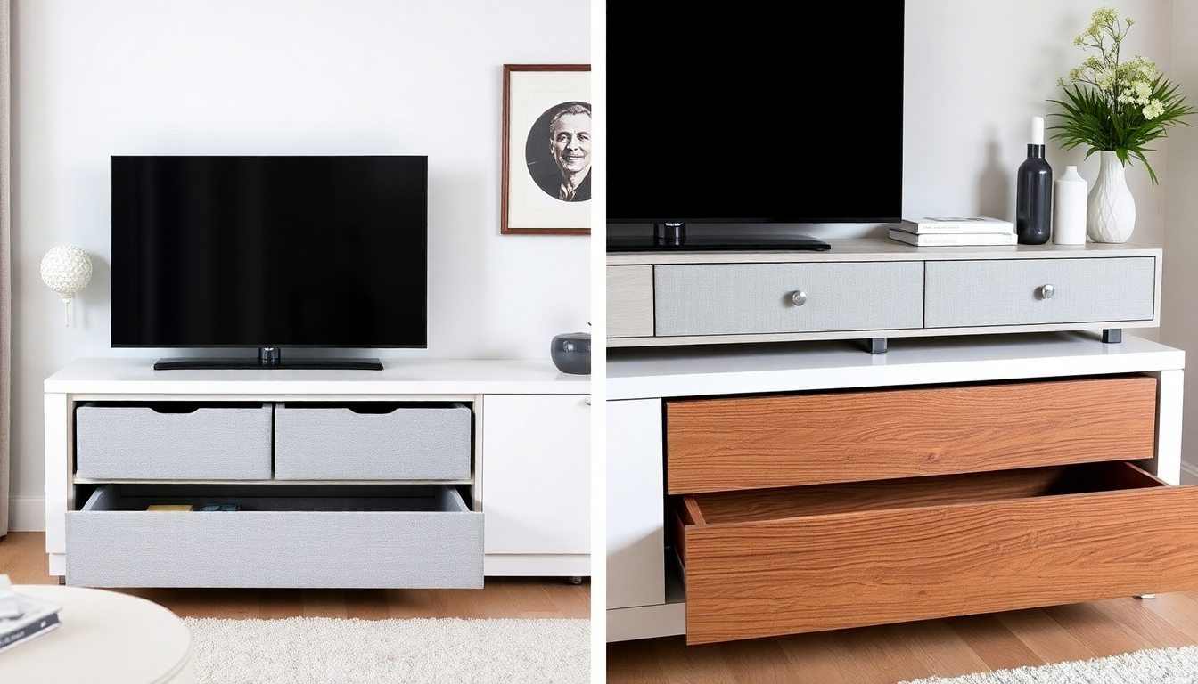 Fabric Drawers vs. Wood Drawers: TV Stand Storage Solutions Compared