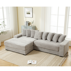 [NEW ARRIVED] [VIDEO PROVIDED] Oversized Two-Piece Couches, L Shaped Sofa, Corduroy, Left Chaise Daybed,with Armrests,Eight Throw Pillows,Corner Sofa,Easy To Assemble, Gray