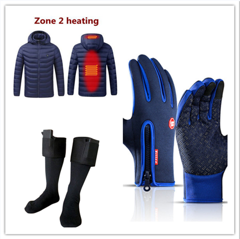 Winter Gloves Touch Screen Riding Motorcycle Sliding Waterproof Sports Gloves With Fleece Blue set