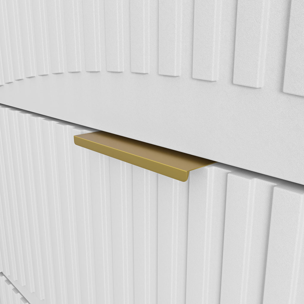 Modern 6-Drawer Dresser, Chest of Drawers for Bedroom, Living Room, Hallway, and Entryway - Large Storage Cabinet, White,Drawer panel with wavy patterns