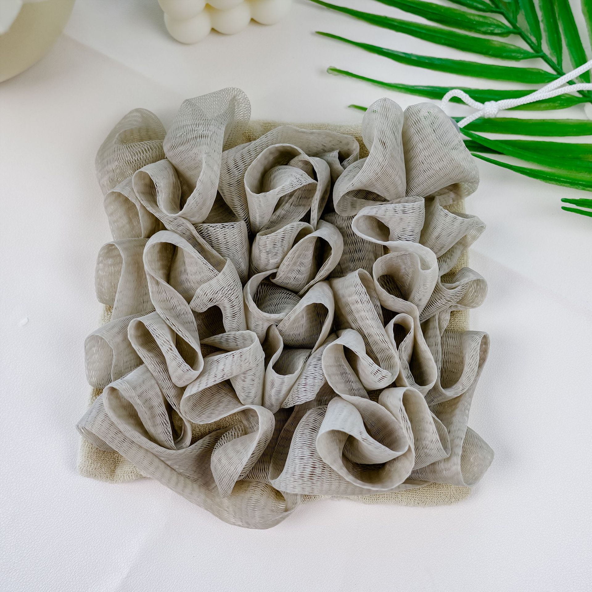 Two-in-one Foaming Net Ball Can Not Disperse Soap Foaming Net Khaki 17x17cm