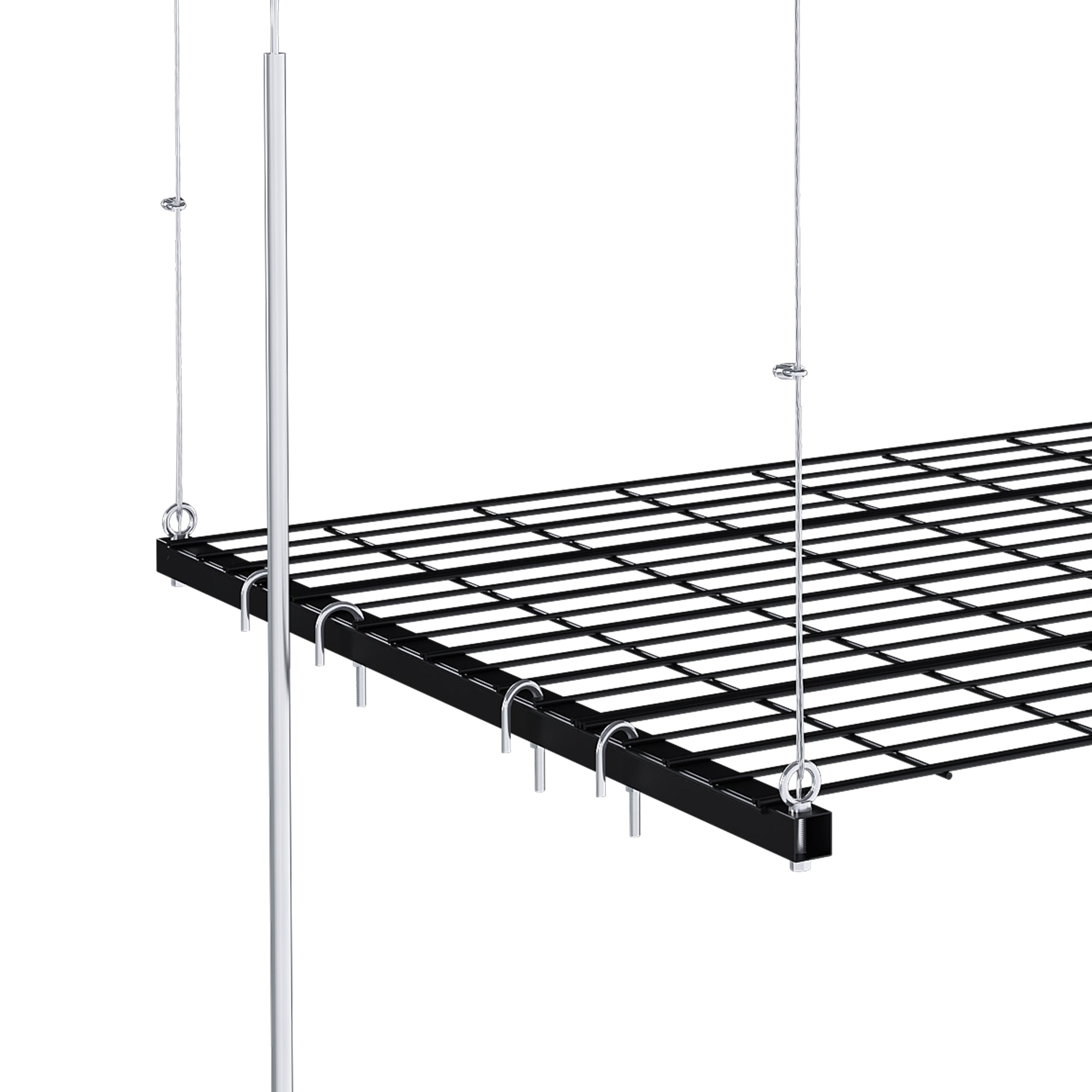 Overhead Garage Storage Rack 4x4 FT for High Ceilings 10-12 FT, 250LBS Capacity All-Steel Construction with Safety Lock (Installation Required, Heavy-Duty Garage Organizer)