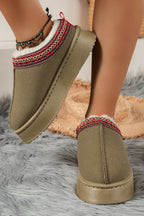 Sage Green Contrast Print Suede Plush Lined Snow Boots- Women Sage Green 100%Polyester+100%TPR