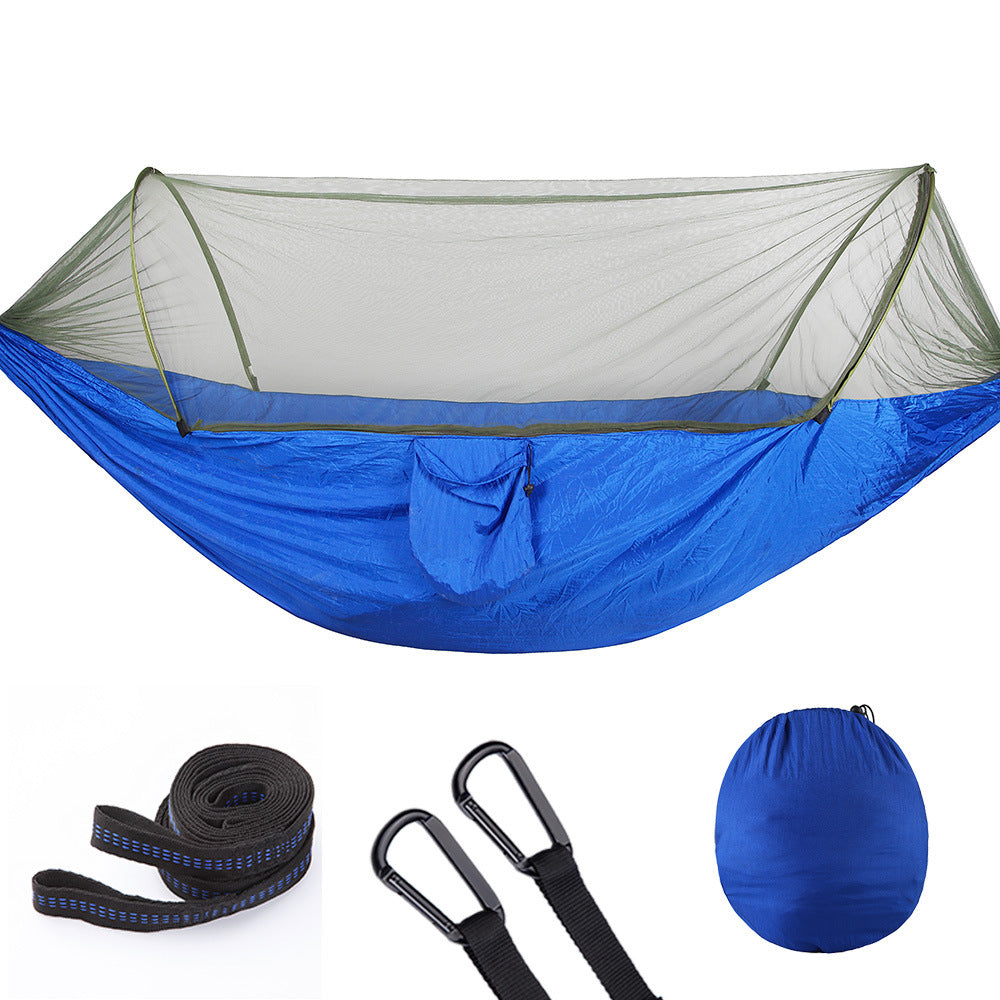 Fully Automatic Quick Opening Hammock With Mosquito Net Blue