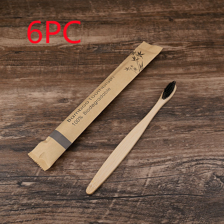 10Pcs Colorful Toothbrush Natural Bamboo Tooth Brush Set Soft Bristle Charcoal Teeth Eco Bamboo Toothbrushes Dental Oral Care Grey 6PCS