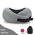 Soft Memory Foam Travel Neck Pillow U Shape Adjustable Support Comfortably Sleeping On Plane Car Office Noon Break Dark Gray Buckle Style