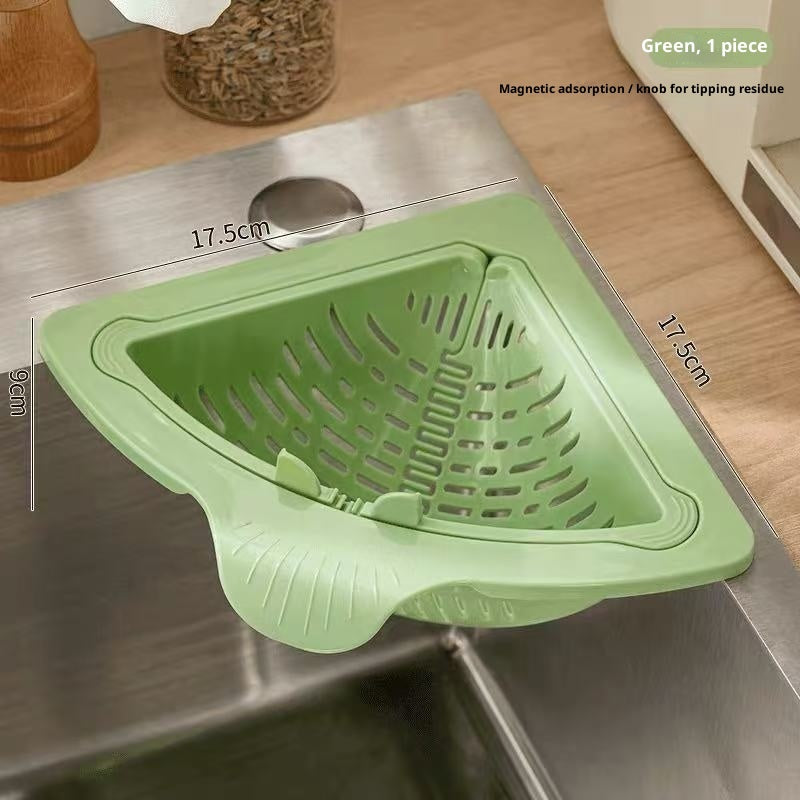 Magnetic Suction Cleaning Food Triangle Drain Basket Light Green