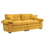 84' Chenille Sofa Small Sofa Loveseat Deep Seat Sofa Couch with 2 Throw Pillows & Memory Foam for Living Room Apartment Office Lounge-Yellow
