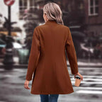 Women's Winter Overcoat Lapel Collar Single Breasted Outerwear Long Pea Coat