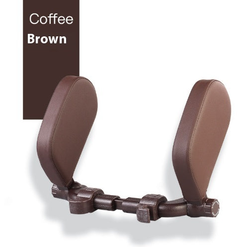 Car headrest pillow Sleep Adjustable Side Car Soft Travel Seat Headrest Auto Leather Support Neck Pillow Cushion car accessories Coffee