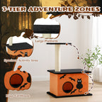 Halloween Cat Tree, Cat Tower Cat Tree For Indoor Cats With Spacious Cat Condo, Large Platform, Sisal Scratching Post, Orange & Black