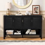 U_STYLE 55.1''Storage Sideboard with 4-Doors,Multi Functional Buffet with Open Shelf and 2-Tiers Adjustable Shelves,Modern Cabinet with Double Hooks,Suitable for Living Room, Hallway, Dining,Office. Default