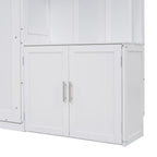 Full Size Murphy Bed with Multiple Storage Shelves and A Cabinet, White