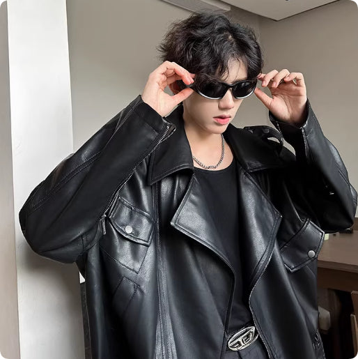 Men's PU Leather Jacket Sophisticated And Slightly Rebellious Look