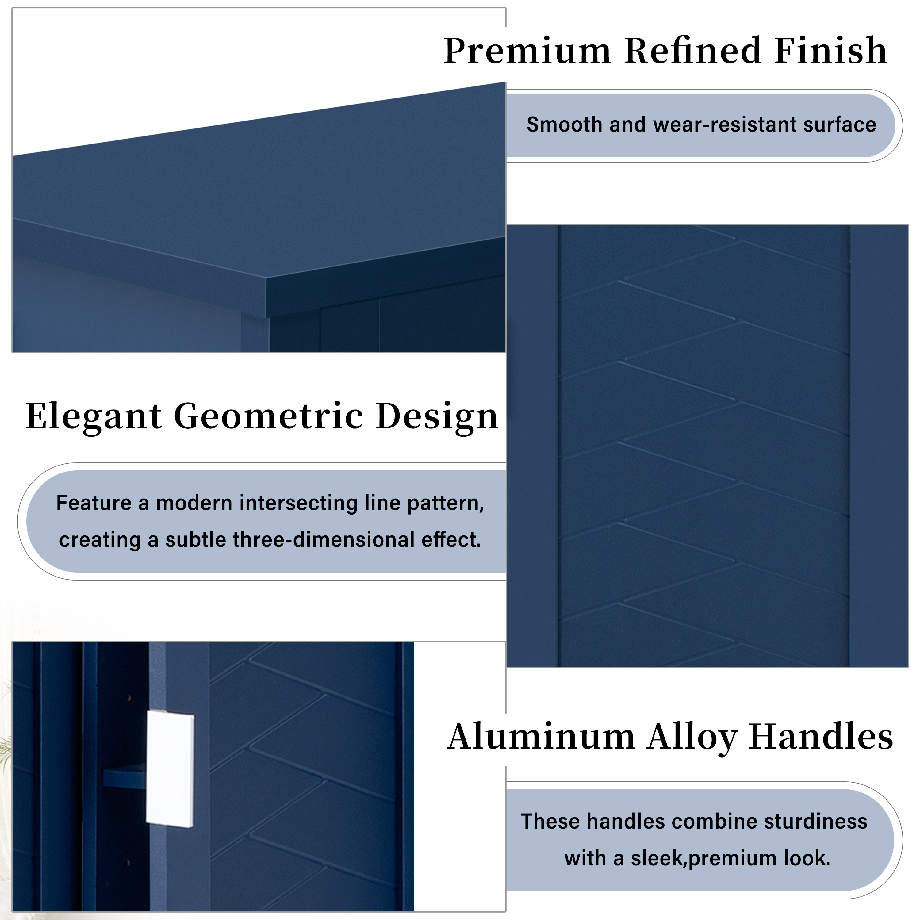U_STYLE 55.1''Storage Sideboard with 4-Doors,Multi Functional Buffet with Open Shelf and 2-Tiers Adjustable Shelves,Modern Cabinet with Double Hooks,Suitable for Living Room, Hallway, Dining,Office.