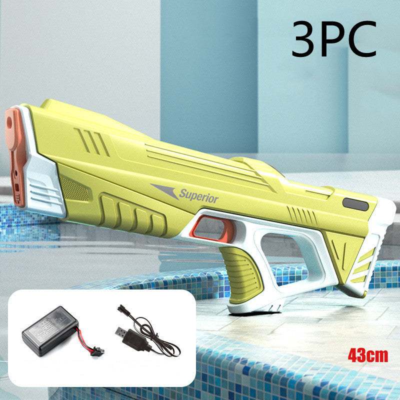 Summer Full Automatic Electric Water Gun Toy Induction Water Absorbing High-Tech Burst Water Gun Beach Outdoor Water Fight Toys Yellow 3PC USB