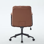 Office Chair,Mid Back Home Office Desk Task Chair with Wheels and Arms Ergonomic PU Leather Computer Rolling Swivel Chair with Padded Armrest,The back of the chair can recline 40° (Brown),SW1741BR