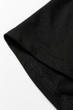 Black Solid Color Raw Seam Big Flower Patched Loose Overall Jumpsuit- Women