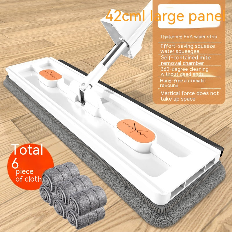 New Style Large Flat Mop 360 Rotating Mop Suitable Various Types Flooring Strong Water Absorption For Home Cleaning Floors White With 6Rags