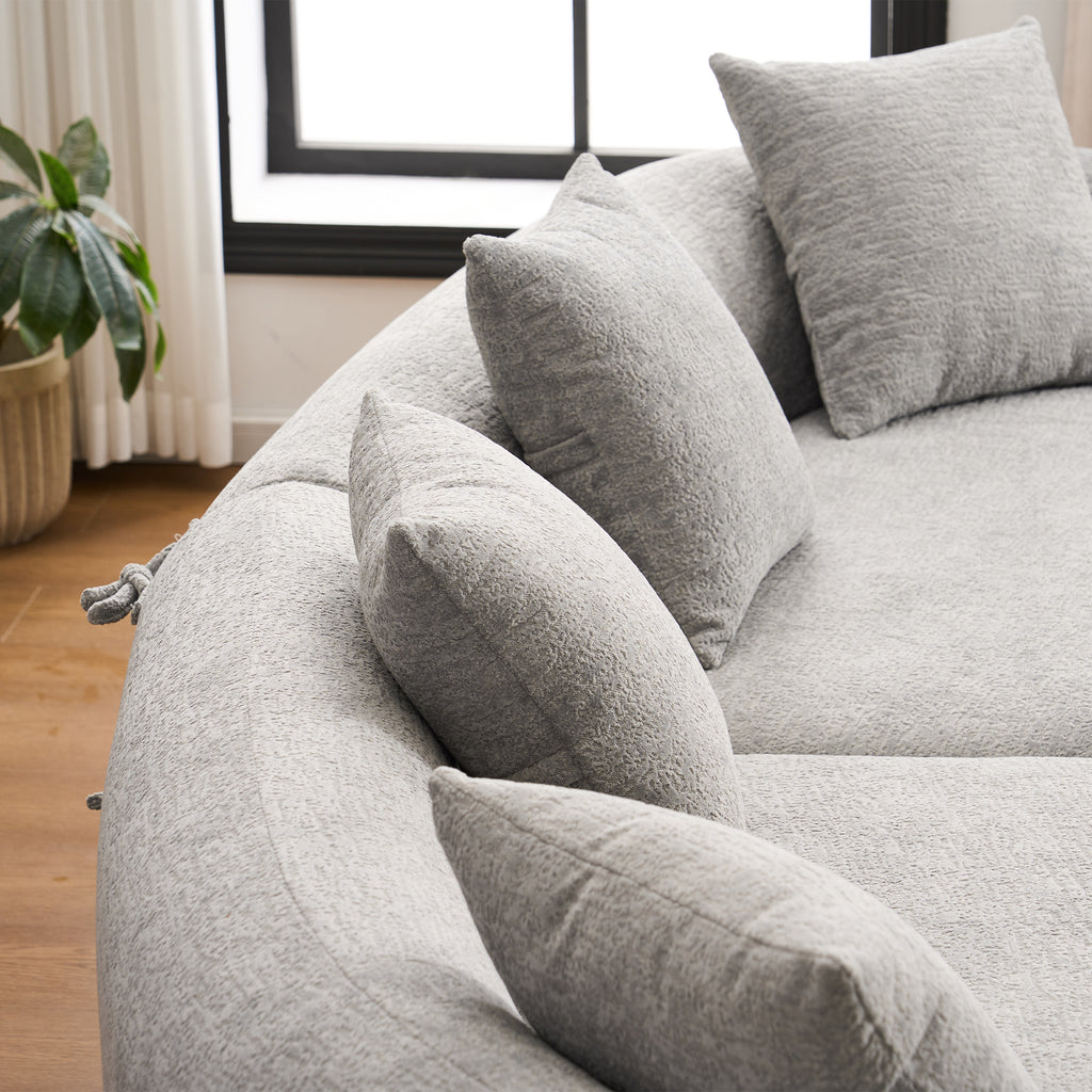 LY-025 Grey Curved Modular Sectional Sofa with 30D High-Density Chenille Upholstery, 110'' Long