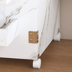 57.5' Foldable Sewing Machine Table with Locking Casters, Multi-Storage Craft Station with Shelves, Bins & Cabinet, Adjustable Sewing Cabinet for Home, Bedroom, and Craft Room(White)