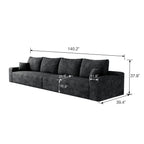 140' Cloud Sectional Couch,Modern Modular Sofa with Deep Seat, Upholstered Couches for Living Room Bedroom,No Assembly Required,Black (Plush Corduroy Fabric)