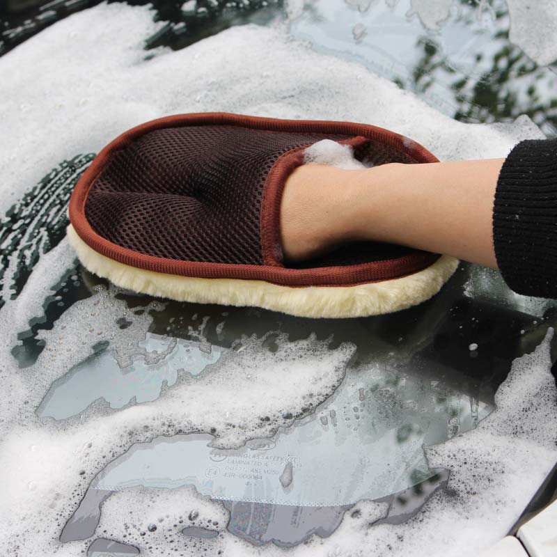 Car type soft hair car wash cleaning gloves car motorcycle car wash car care cleaning tools Brown