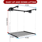 Overhead Garage Storage Rack 4x4 FT for High Ceilings 10-12 FT, 250LBS Capacity All-Steel Construction with Safety Lock (Installation Required, Heavy-Duty Garage Organizer)