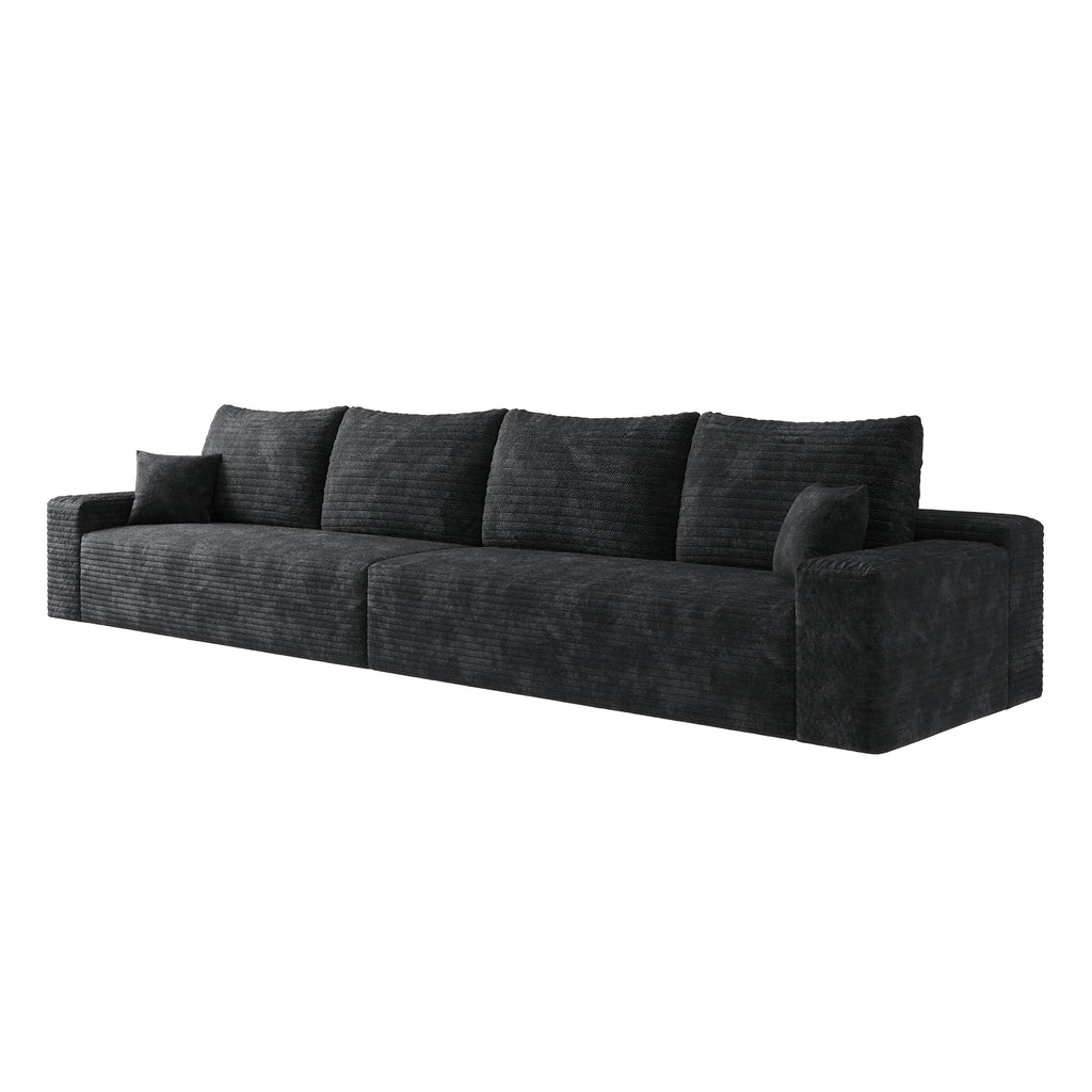 140' Cloud Sectional Couch,Modern Modular Sofa with Deep Seat, Upholstered Couches for Living Room Bedroom,No Assembly Required,Black (Plush Corduroy Fabric)