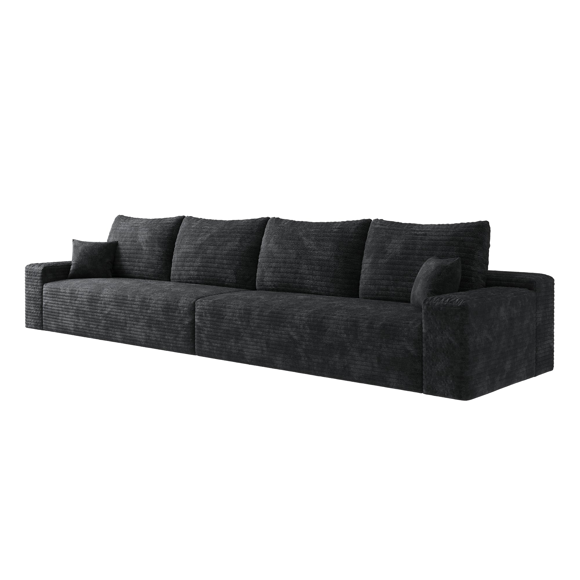 140' Cloud Sectional Couch,Modern Modular Sofa with Deep Seat, Upholstered Couches for Living Room Bedroom,No Assembly Required,Black (Plush Corduroy Fabric)