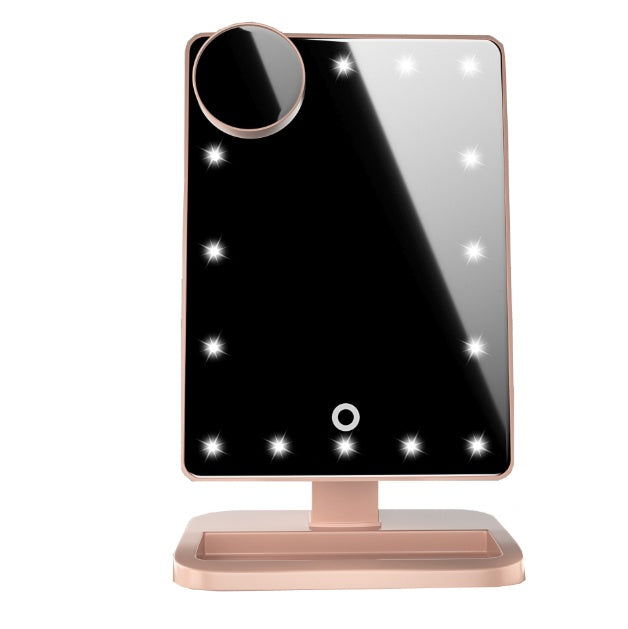 Touch Screen Makeup Mirror With 20 LED Light Bluetooth Music Speaker 10X Magnifying Mirrors Lights Champagne