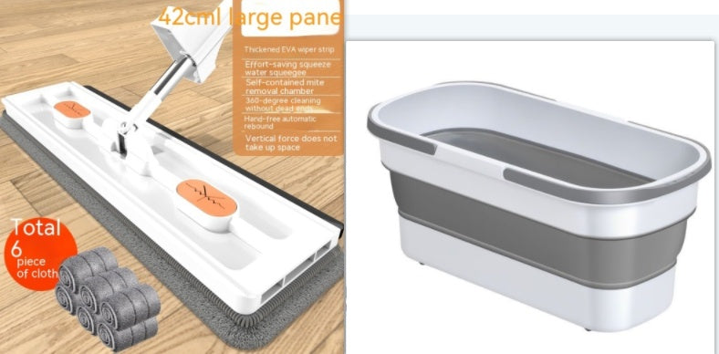 New Style Large Flat Mop 360 Rotating Mop Suitable Various Types Flooring Strong Water Absorption For Home Cleaning Floors White With 6Ragssuit