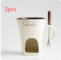 Fondue Mug Set Personal Mini Fondue Pots Chocolate Cheese Ice Cream Fondue Maker Kit Individual Butter Melter Cup Small Warmer Kitchen Gadgets Beige 2pcs