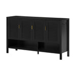 U_STYLE 55.1''Storage Sideboard with 4-Doors,Multi Functional Buffet with Open Shelf and 2-Tiers Adjustable Shelves,Modern Cabinet with Double Hooks,Suitable for Living Room, Hallway, Dining,Office.