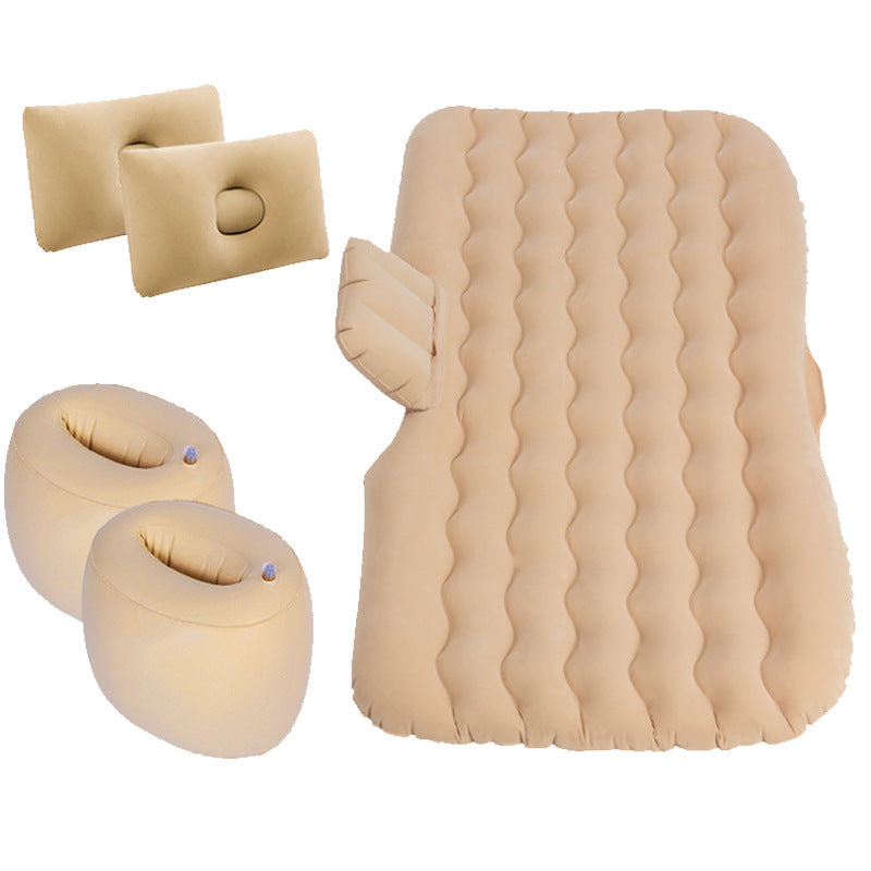 Inflatable Mattress Camping Car Air Mattress Car Travel Mattress Outdoor Car Pillow Bed Khaki