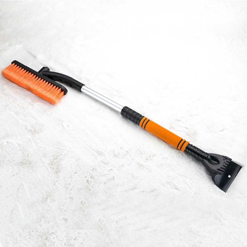 Car Cleaning Brush Ice Scraper Detachable Snow Shovel Brush Dust Remove Brush Auto Windshield Extendable Snow Brush Foam Handle Orange