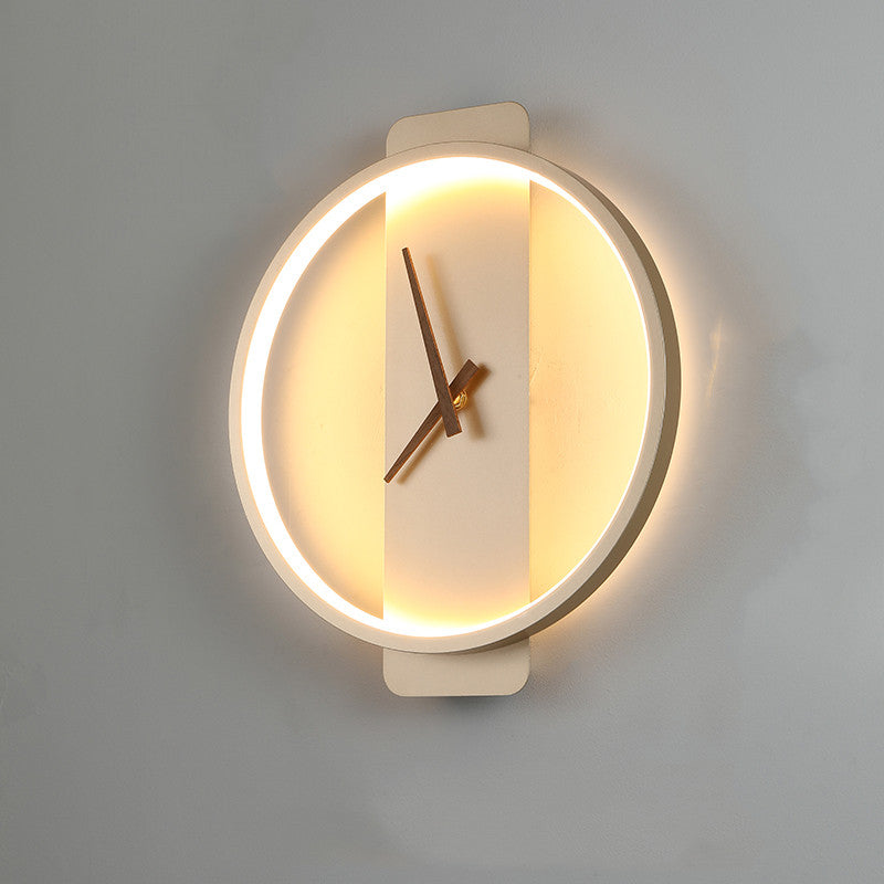 Nordic Wall Lamp Bedroom Bedside Lamp Clock Modeling Lamp Golden round style