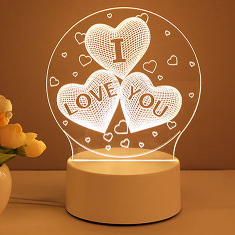 3D Lamp Acrylic USB LED Night Lights Neon Sign Lamp Xmas Home Decorations For Room Decor Valentines Day Gifts Warm White A USB