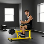 Adjustable Steel Seated Calf Raise Exercise Strength Training Gym Equipment, Yellow Yellow 1090x480x150 mm