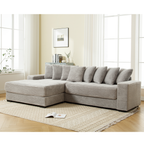 [NEW ARRIVED] [VIDEO PROVIDED] Oversized Two-Piece Couches, L Shaped Sofa, Corduroy, Left Chaise Daybed,with Armrests,Eight Throw Pillows,Corner Sofa,Easy To Assemble, Gray