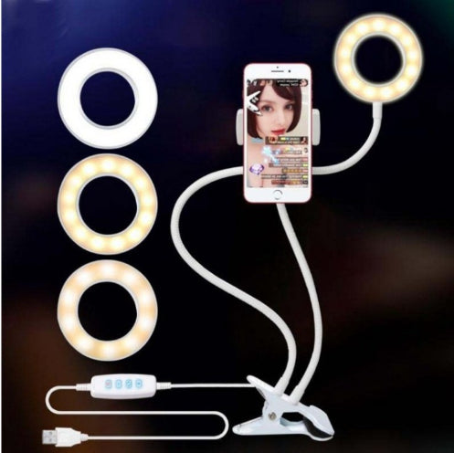 LED Selfie Ring Light for Live Adjustable Makeup Light-8cm Stand White