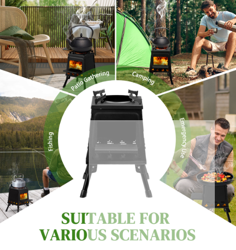 Wrought Iron Panel 27x27x34cm Black Detachable Piece Portable Camping Stove