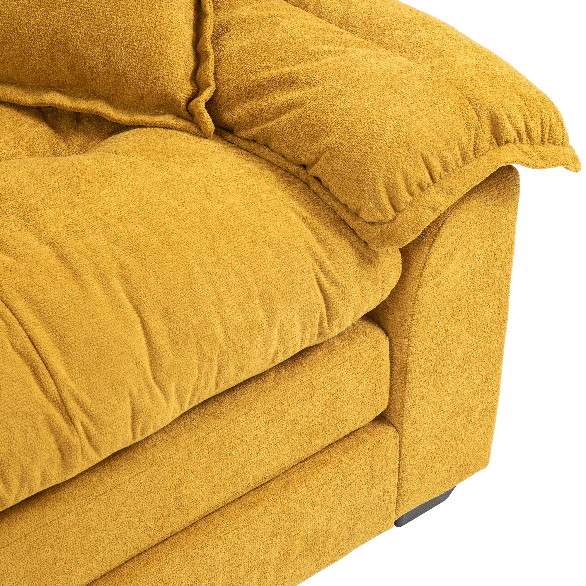 84' Chenille Sofa Small Sofa Loveseat Deep Seat Sofa Couch with 2 Throw Pillows & Memory Foam for Living Room Apartment Office Lounge-Yellow