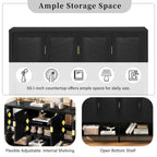 U_STYLE 55.1''Storage Sideboard with 4-Doors,Multi Functional Buffet with Open Shelf and 2-Tiers Adjustable Shelves,Modern Cabinet with Double Hooks,Suitable for Living Room, Hallway, Dining,Office.