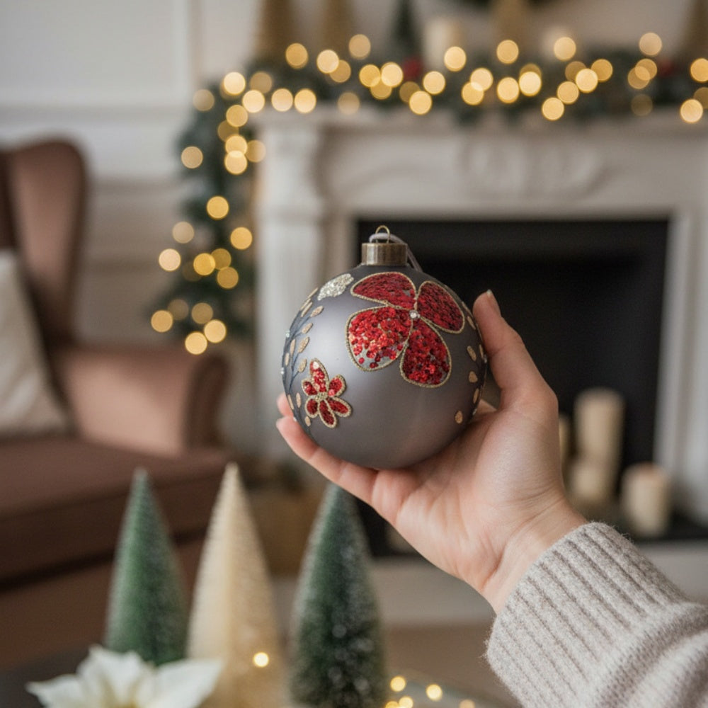 4PCS Set 4.7in Christmas Glass Ball Ornaments Hanging Tree Decor Home Party Holiday Decor