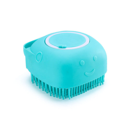 Silicone Dog Bath Massage Gloves Brush Pet Cat Bathroom Cleaning Tool Comb Brush For Dog Can Pour Shampoo Dog Grooming Supplies Blue square