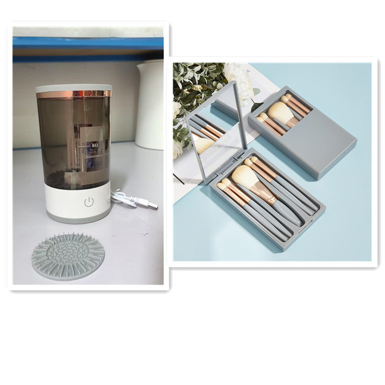 Women Eye Shadow Brush Cleaning Tool Portable Electric Makeup Brush Cleaner Machine With USB Charging Automatic Cosmetic Brush Set4 USB