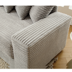 [NEW ARRIVED] [VIDEO PROVIDED] Oversized Two-Piece Couches, L Shaped Sofa, Corduroy, Left Chaise Daybed,with Armrests,Eight Throw Pillows,Corner Sofa,Easy To Assemble, Gray