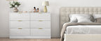 Modern 6-Drawer Dresser, Chest of Drawers for Bedroom, Living Room, Hallway, and Entryway - Large Storage Cabinet, White,Drawer panel with wavy patterns