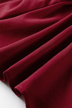 Fiery Red Black Frill Tiered Drawstring Waist Maxi Skirt- Women